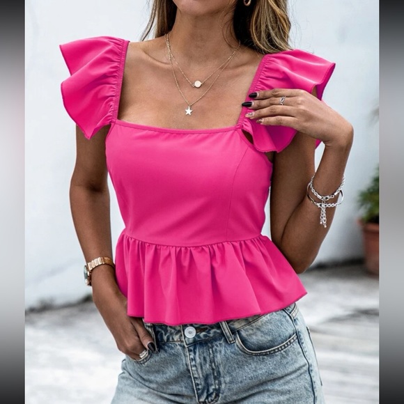 Boho ruffle hem tie back peplum blouse - Picture 5 of 6